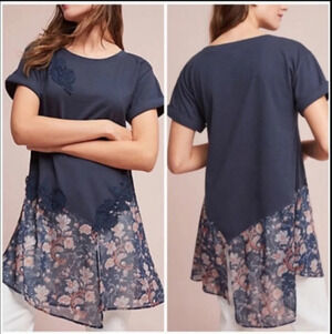 Anthro Akemi + Kin Kris Embroidered Floral Tunic